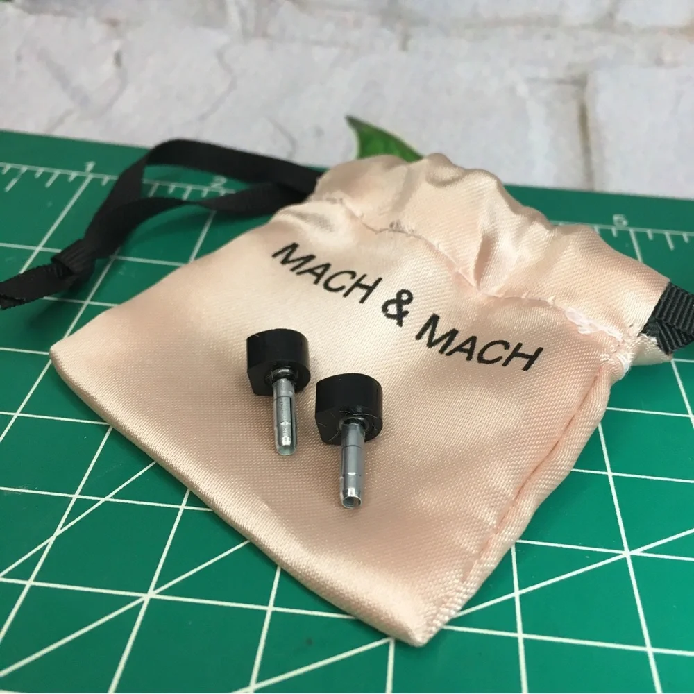 Mack & Mach mini pink satin drawstring dustbag AND black heel taps 2.5” x 2.5”